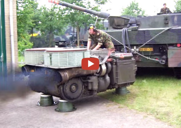 Leopard 2A6 motor sound. Tank engine 1500 pk.