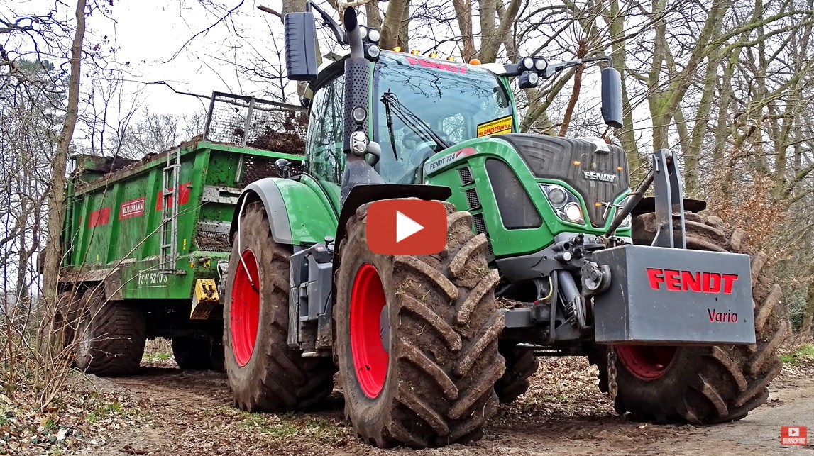 Mest Strooien In Lunteren Met Een Fendt 724 Vario En Een Bergmann Tsw 5210 S Meststrooier Van 0827